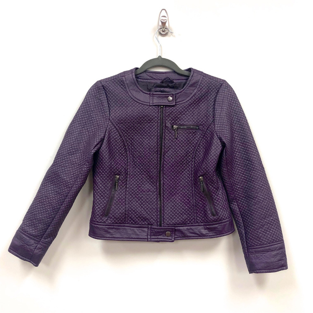YOKI New York Cropped Faux Leather Jacket